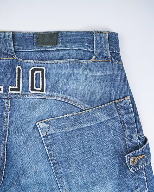 Medium Wash Curved-Inseam Engineered Straight Jeans