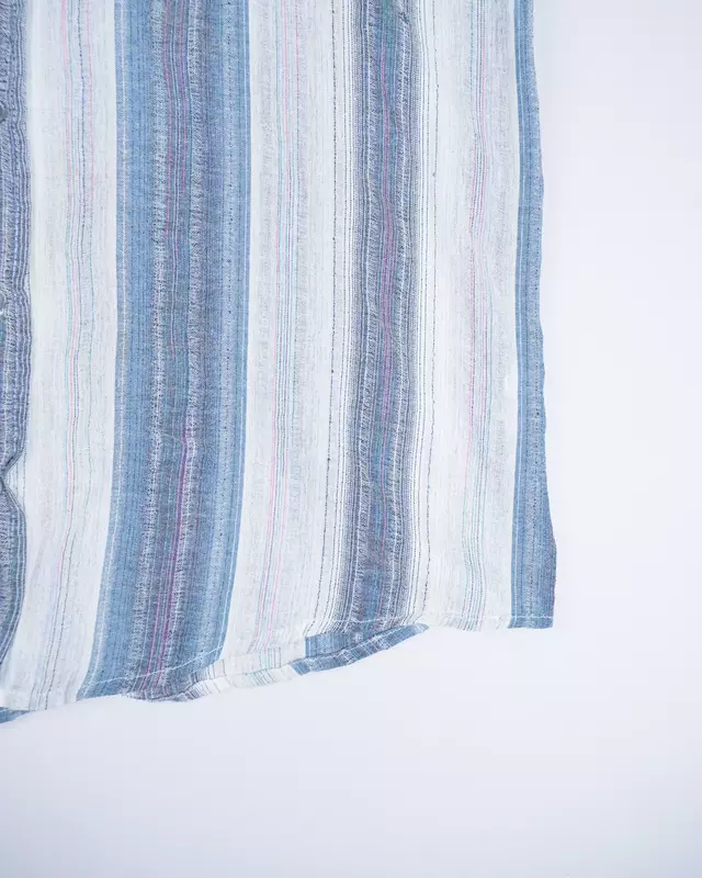 White and Slate Blue Striped Lightweight Shirt