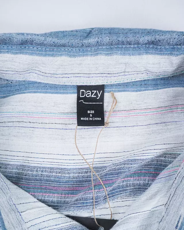 White and Slate Blue Striped Lightweight Shirt