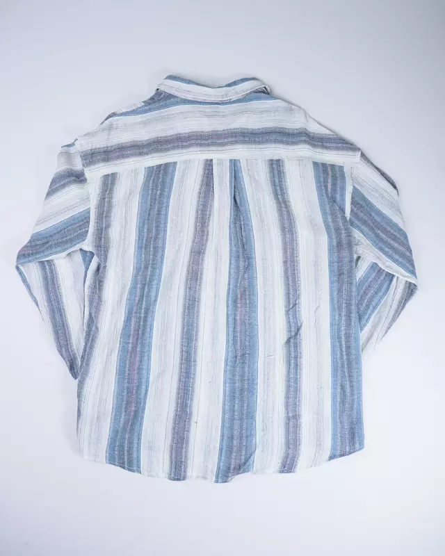 White and Slate Blue Striped Lightweight Shirt