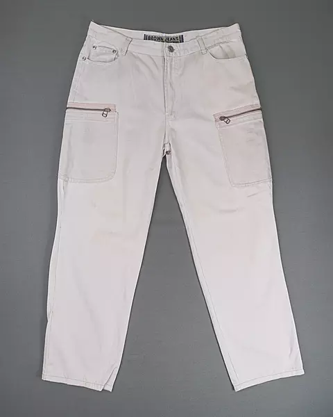 Ivory Straight Fit Cargo Trousers