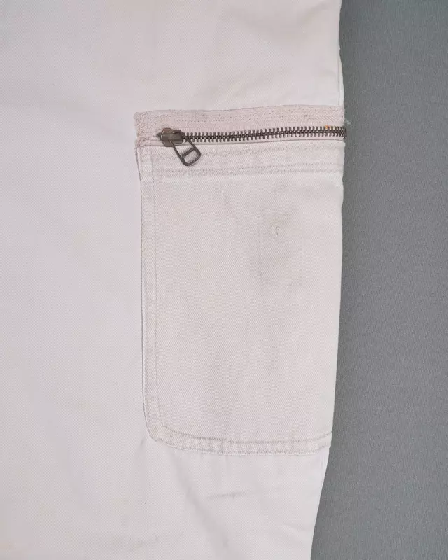 Ivory Straight Fit Cargo Trousers