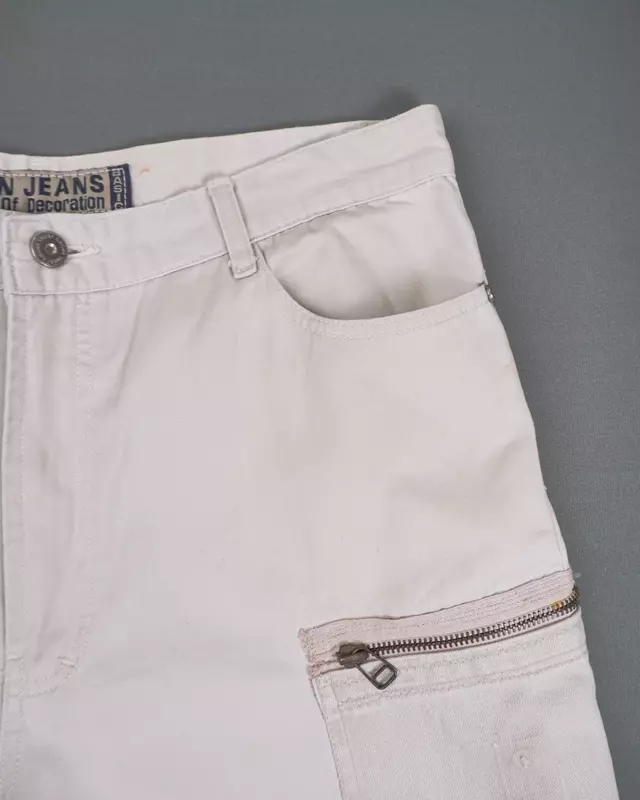 Ivory Straight Fit Cargo Trousers