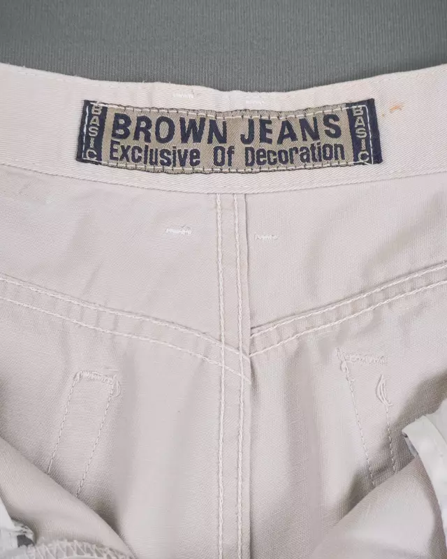 Ivory Straight Fit Cargo Trousers