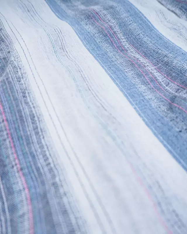 White and Slate Blue Striped Lightweight Shirt