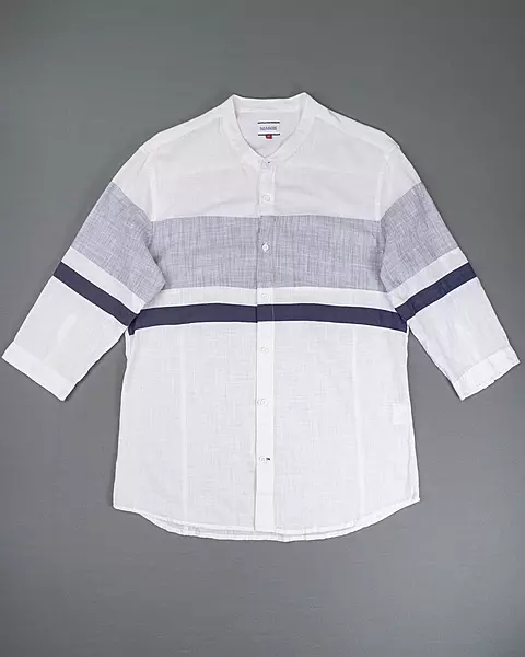White Colorblock Lightweight Summer Shirt