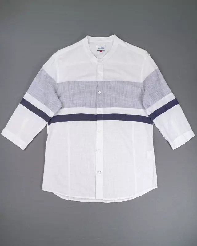 White Colorblock Lightweight Summer Shirt