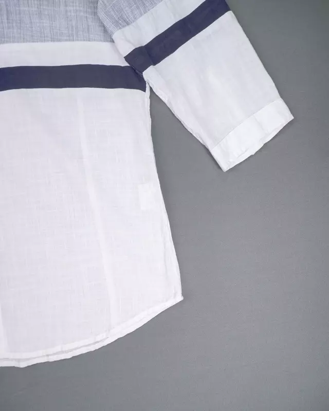 White Colorblock Lightweight Summer Shirt