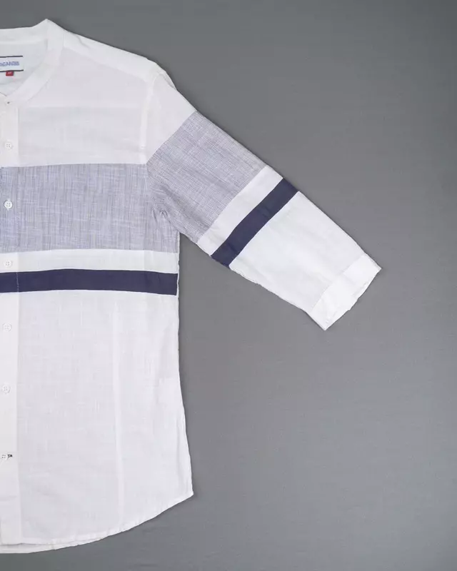 White Colorblock Lightweight Summer Shirt