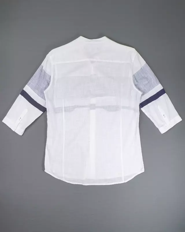 White Colorblock Lightweight Summer Shirt
