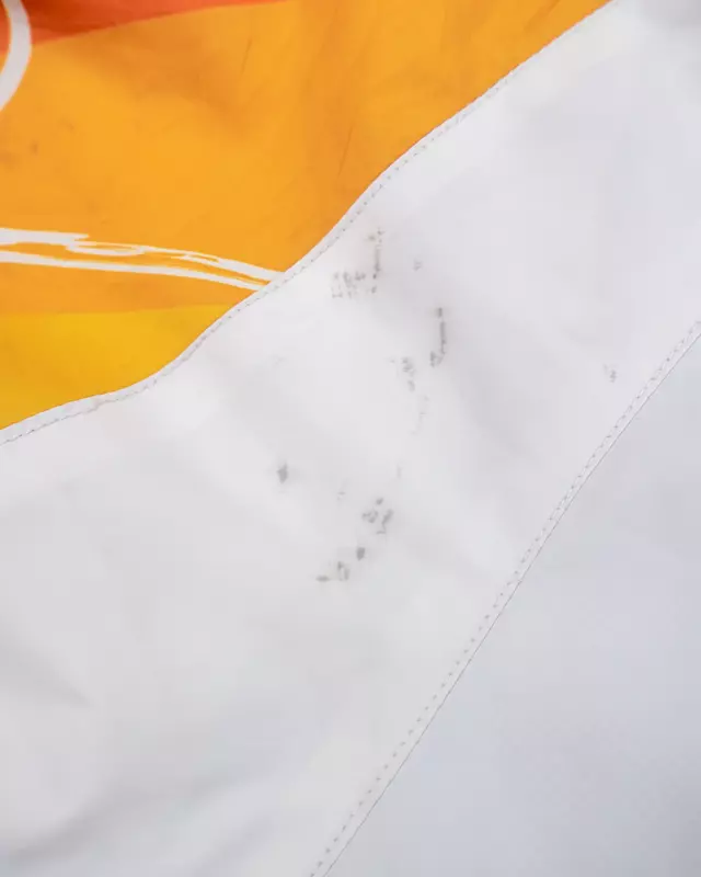 White and Orange Graphic Olympic-Theme Full-Zip Windcheater