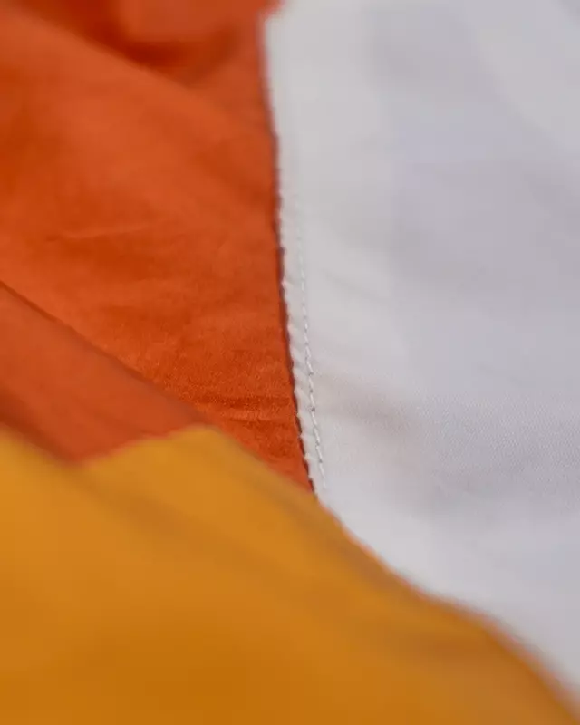 White and Orange Graphic Olympic-Theme Full-Zip Windcheater